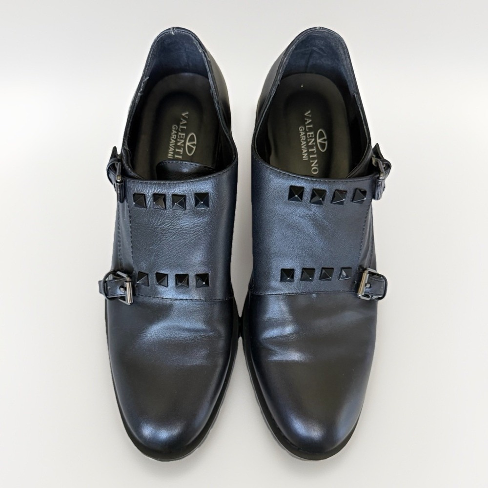 Valentino Garavani Rockstud Double Monk Strap Shoes Men Size 39 EU Black Leather